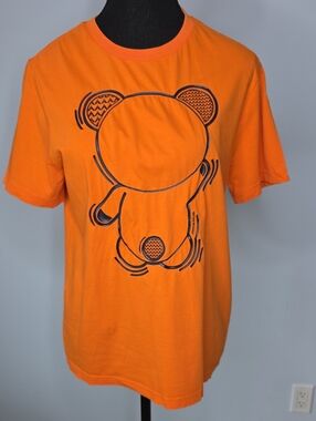 JOFF Bright Orange Crewneck Tee with Embossed Bear Logo